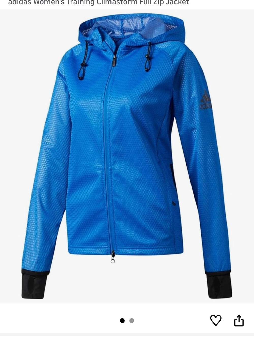 adidas Women's Electric Blue Full-Zip Hooded Bomber Jacket